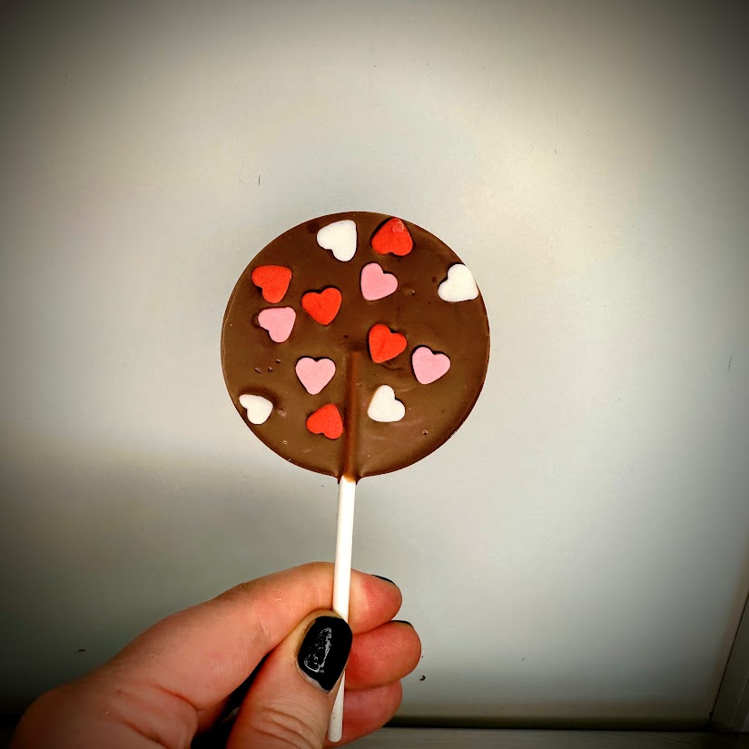 Hand-painted Heart Chocolate Lolly