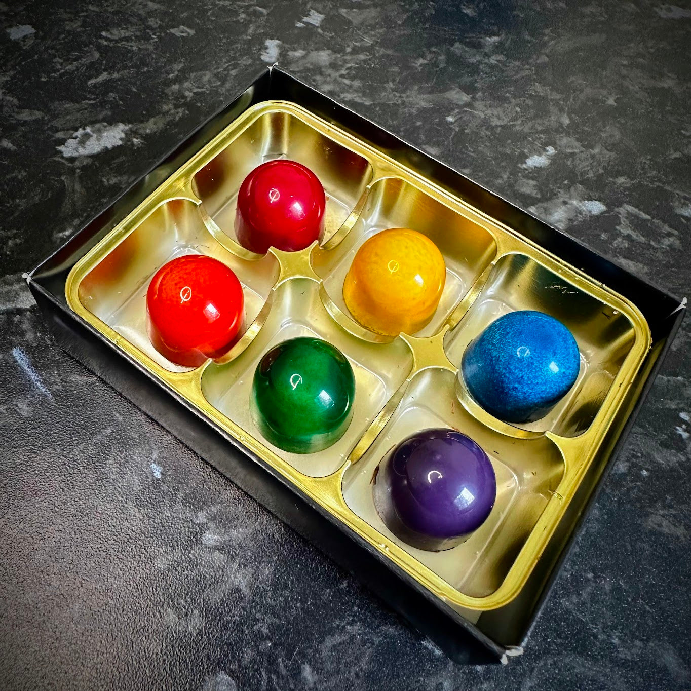 PRIDE Rainbow Salted Caramel chocolates